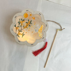 新年元宵手提燈籠兒童刺繡燈籠創意手工diy材料包發光燈籠花燈