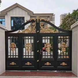 厂家包邮定制 铝艺大门铝合金入户防盗门双开别墅庭院厂区小区大