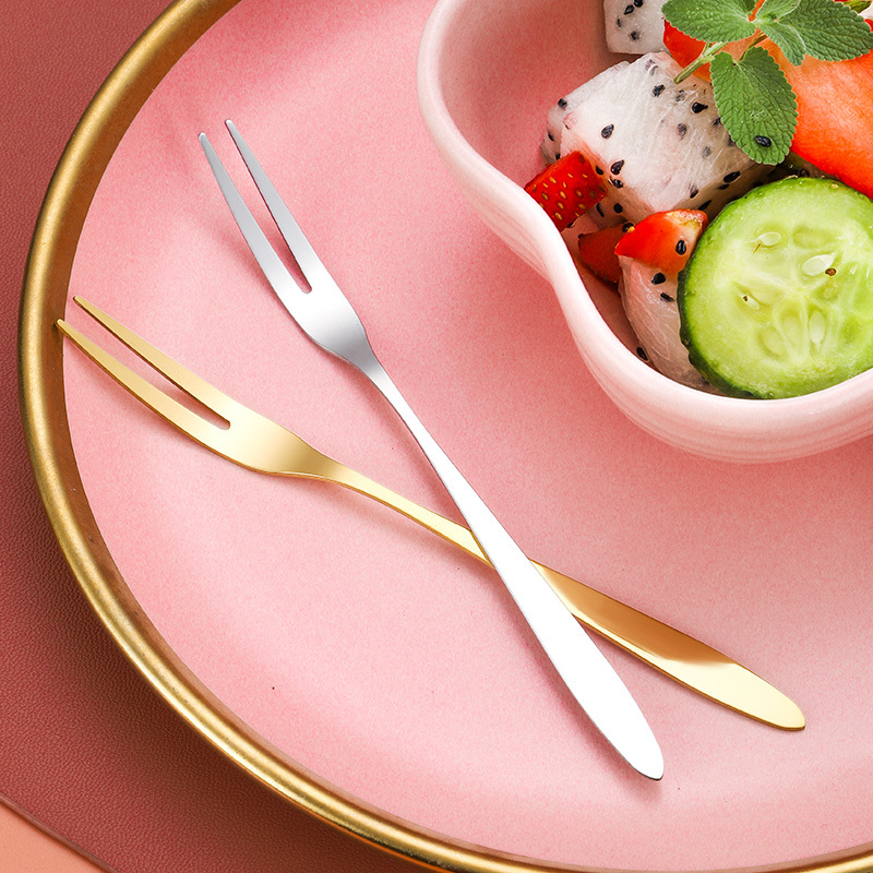 INS creativo hogar Tenedor de fruta de acero inoxidable de alto aspecto postre pastel tenedor pastel de Luna tenedor palo de fruta al por mayor