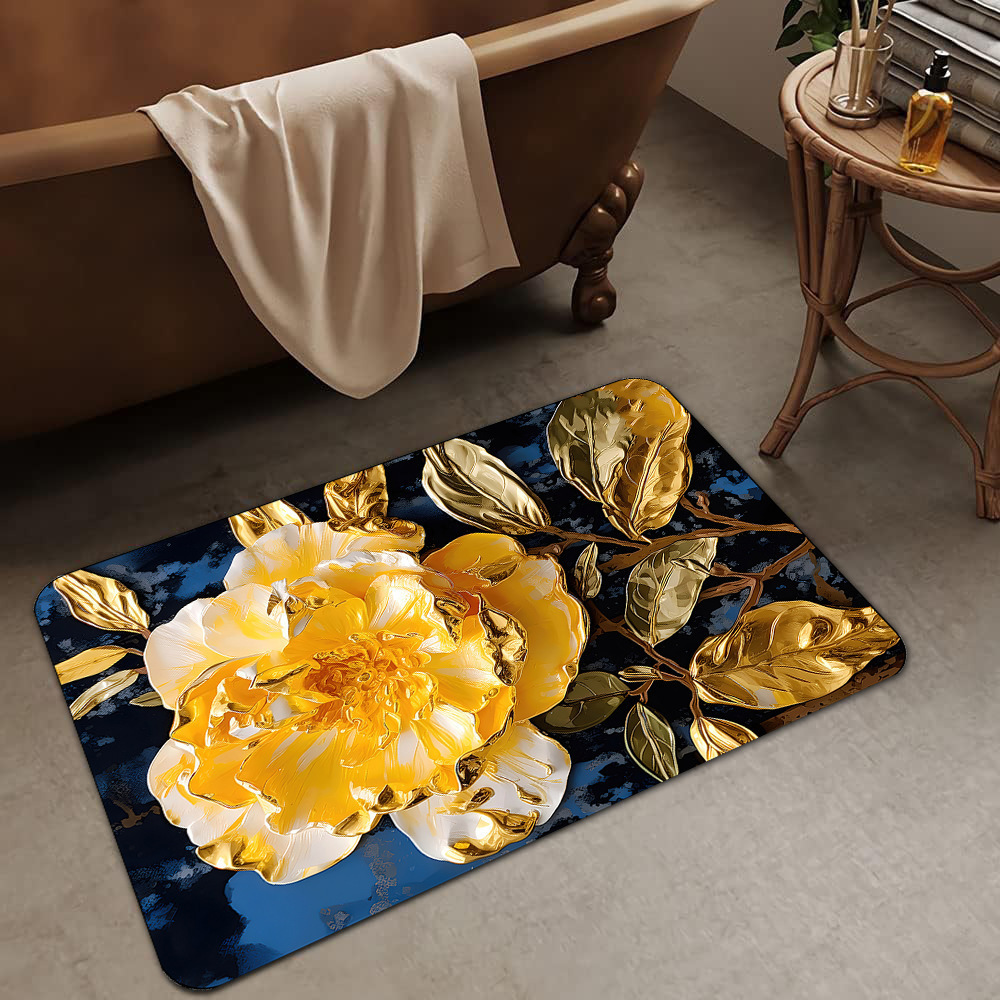 Alfombrilla de barro de diatomeas de flores tridimensionales de lujo ligero transfronterizo, alfombrilla de baño, alfombrilla de pie absorbente y antideslizante para el hogar, alfombrilla de entrada
