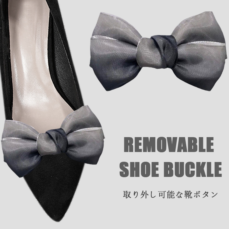 Extraíble zapato hebilla hecha a mano brillante hilo de seda con franela arco zapatos flor tacones altos zapatos accesorios zapatos Decoración