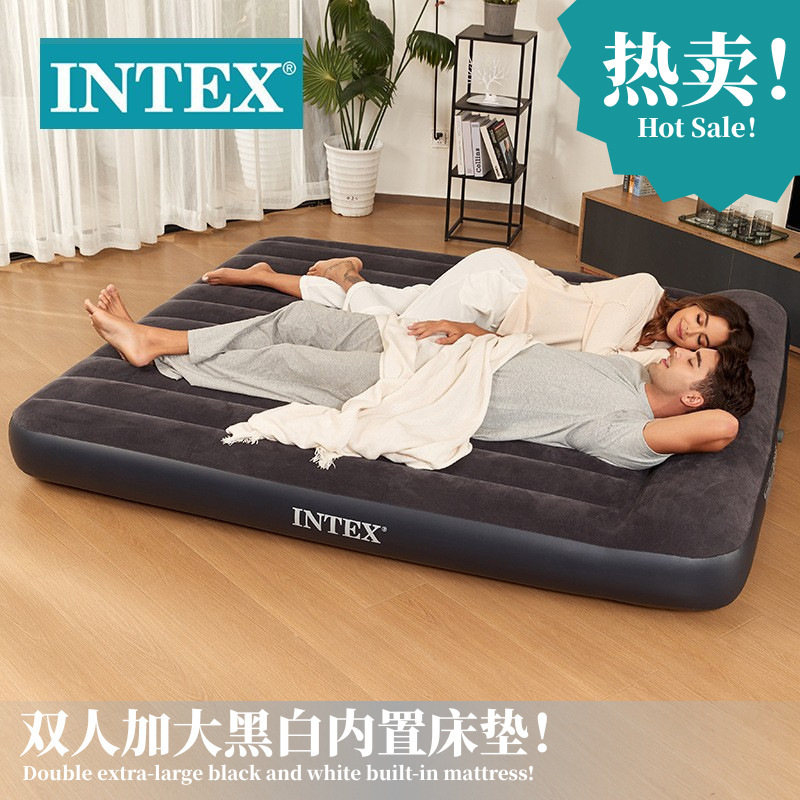 Cross-Border Intex Black and White USB Built-In Pillow Electric Pump Single-Layer Extra-Large Inflatable Air Bed Camping Inflatable Mattress Cross-Border Intex Black and White USB Built-In Pillow Electric Pump Single-Layer Extra-Large Inflatable Air Bed Camping Inflatable Mattress