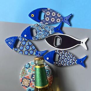 Three-dimensional strong refrigerator stickers annual fish bottle opener refrigerator stickers melamine material relief texture bronzing crafts