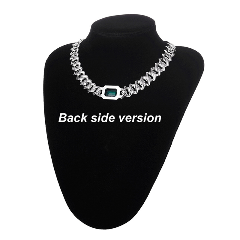 Cuban Chain Necklace Personalized Hip Hop Style Diamond Emerald_voghion.com