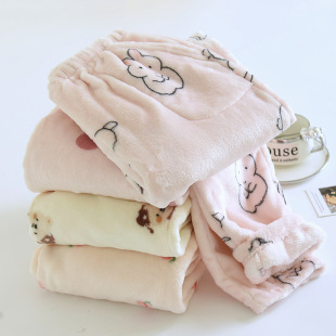 Flannel pajama pants ladies autumn and winter new fleece-lined bundle feet thin velvet milk velvet wear home pants manufacturers wholesale