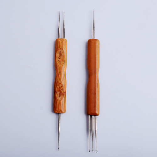 Dreadlock crochet hook carbonized metal head 0.5-0.75 wig crochet hook DIY weaving tool bamboo handle crochet set
