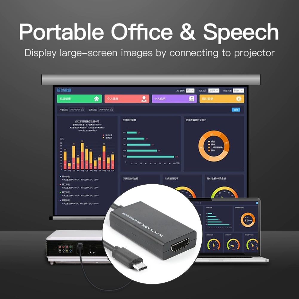USB-C на HDMI адаптер, совместим с MHL, совместим с Android-планшетом, USB-C на HDMI ТВ