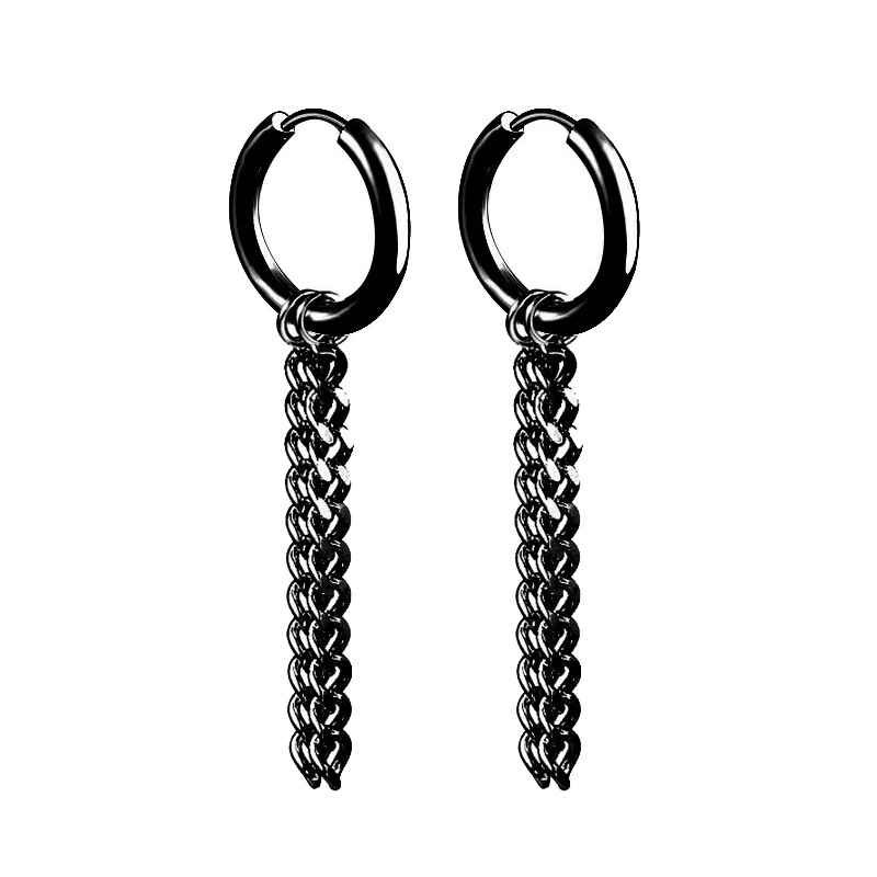 Чёрные серёжки из нержавеющей стали, цепь, подвеска, Aliexpress
