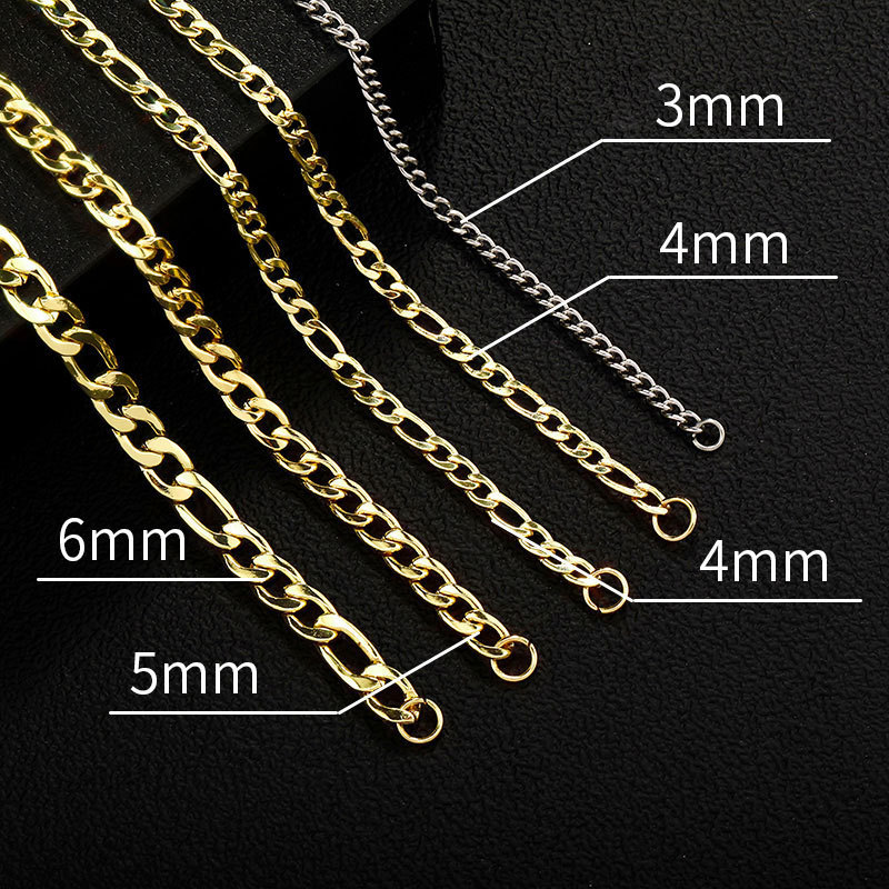 European and American Cross-Border Stainless Steel Nk Figaro Chain Multi-Layer Plated Simple Jewelry Men's Necklace Hip-Hop Cuban Wholesale European and American Cross-Border Stainless Steel Nk Figaro Chain Multi-Layer Plated Simple Jewelry Men's Necklace Hip-Hop Cuban Wholesale