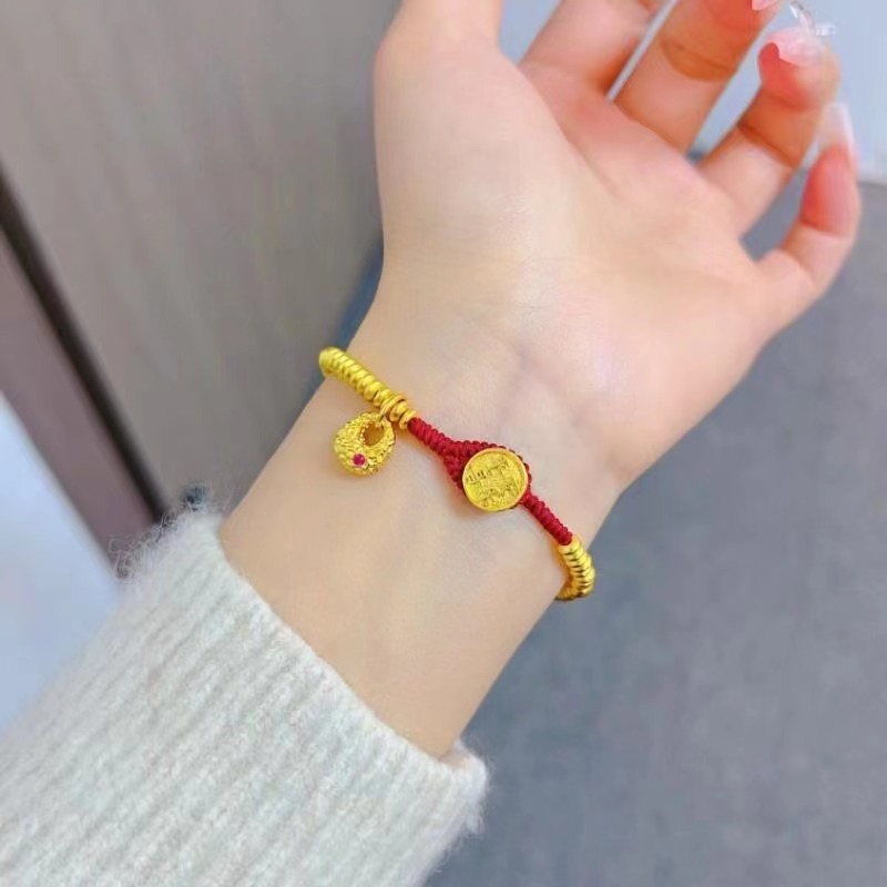 Perlenarmband Mit Rotem Band Sandgold Schmuck Für Damen_voghion.com