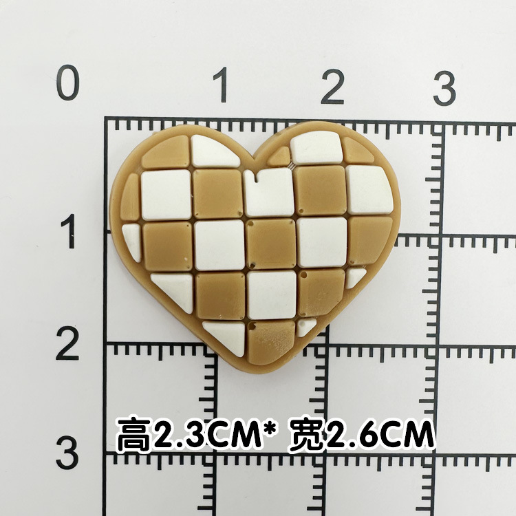 부드러운 접착제 갈색 격자 무늬 하트 [2.3*2.6cm]