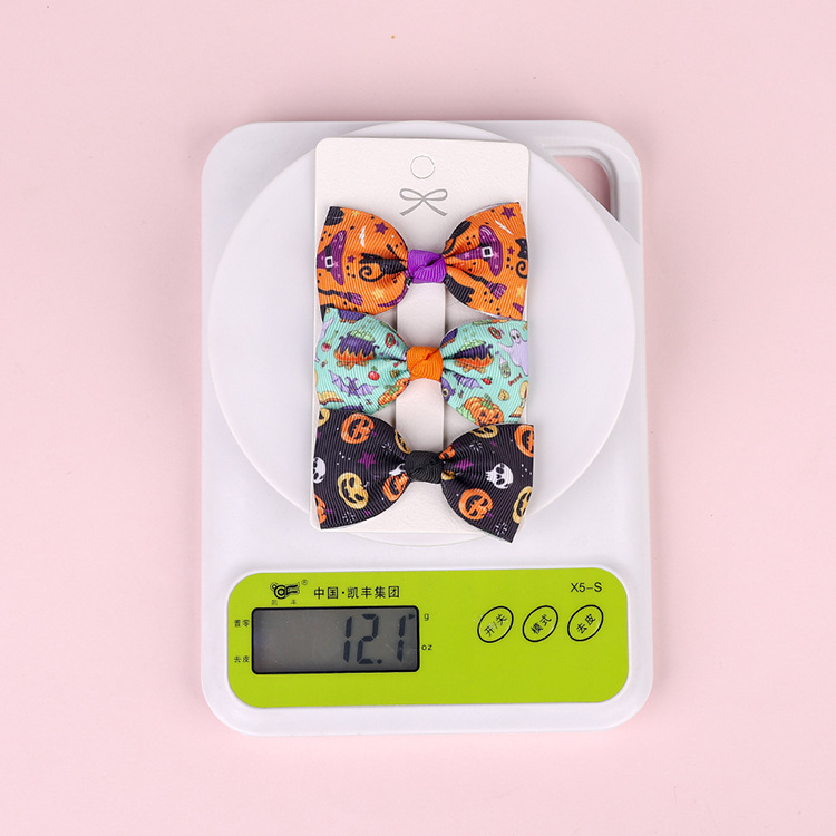 13g Weight Hair Accessories Classification Halloween Festival Bow Knot Pattern Kid'S Gender Fashion Style Halloween Children's Bow Hairpin Three-piece Set Wholesale Nihaojewelry 9