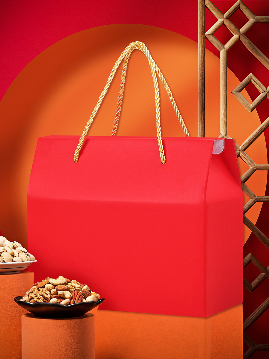 Caja de regalo rojo vacía en stock LOGO impresa en el sitio, caja de regalo de frutas secas, nueces, paquete de pasteles de luna, caja vacía