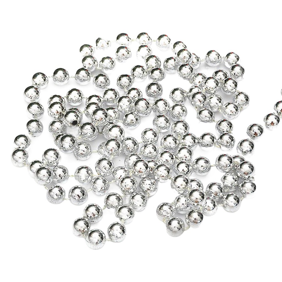 Cadena de cuentas de oro y plata galvanizadas de 1,5 metros, cadena de cuentas de decoración navideña de 10 mm, cadena de cuentas conectadas, suministros de decoración de escenas