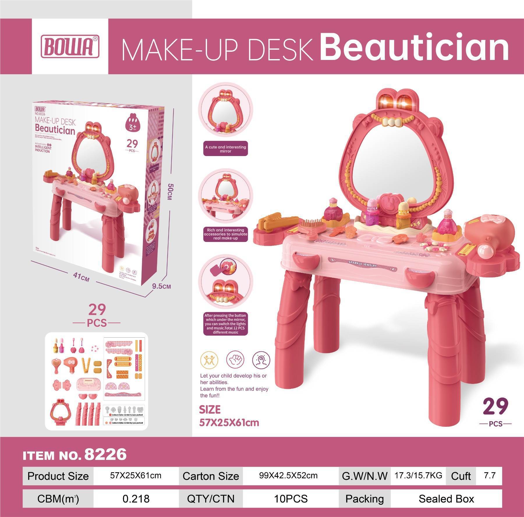 Comercio exterior infantil simulación de inducción de música梳妆台 set de chicas vestir mesa de maquillaje juguetes de maquillaje
