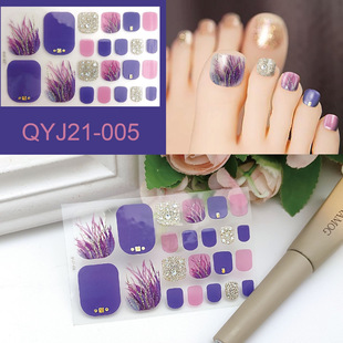 Cross-Border New Qyj Foot Nail Stickers Summer Toenail Stickers Hot Stamping Imitation Diamond Nail Stickers Export Waterproof Foot Stickers
