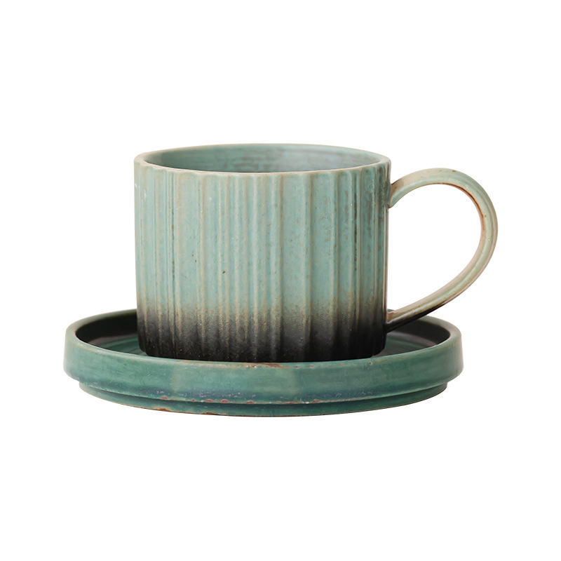 Montaña y río de cerámica cappuccino taza de café plato conjunto de taza de marca casera regalo de mano exquisito té de la tarde Latte