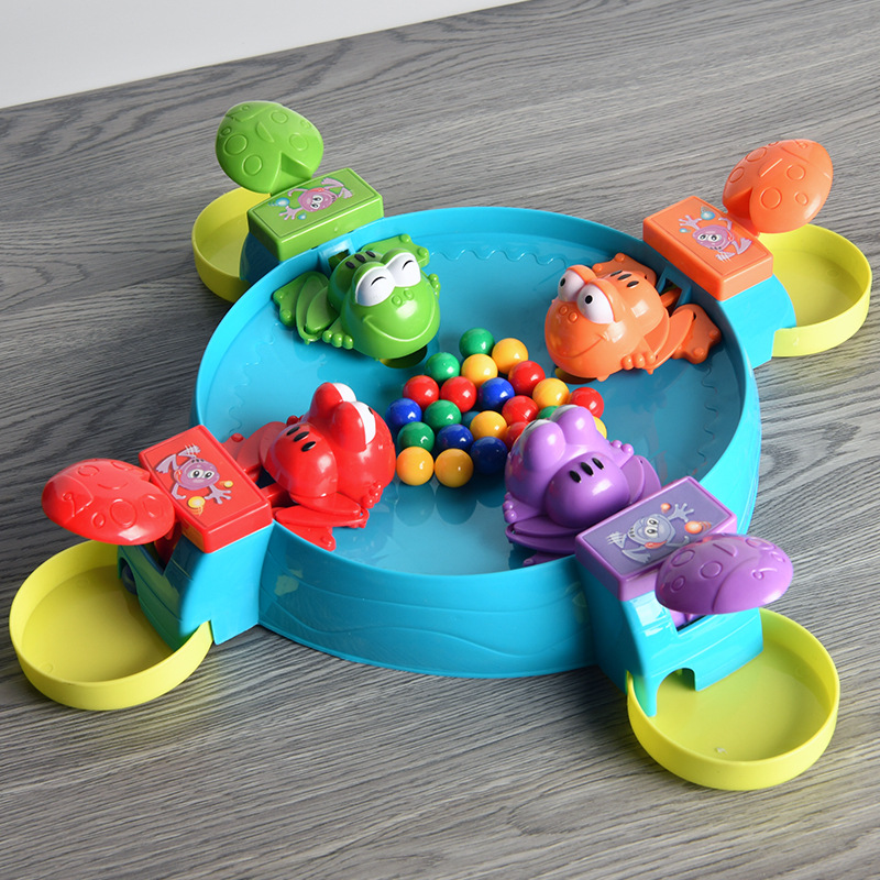 跨境青蛙吃豆豆喂养小青蛙水虎鱼吃珠子河马吞珠益智桌面游戏玩具