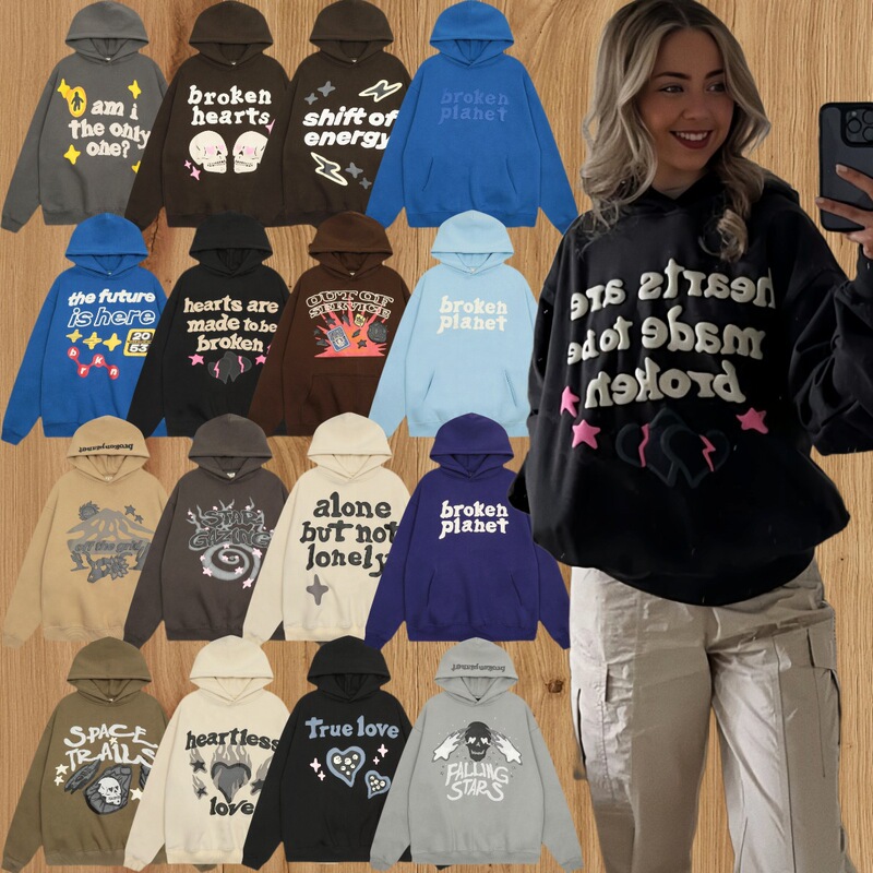 Correct BROKENPLANET American Sweatshirt suit Fun Foam Printed Loose Street Hip Hop Hoodie