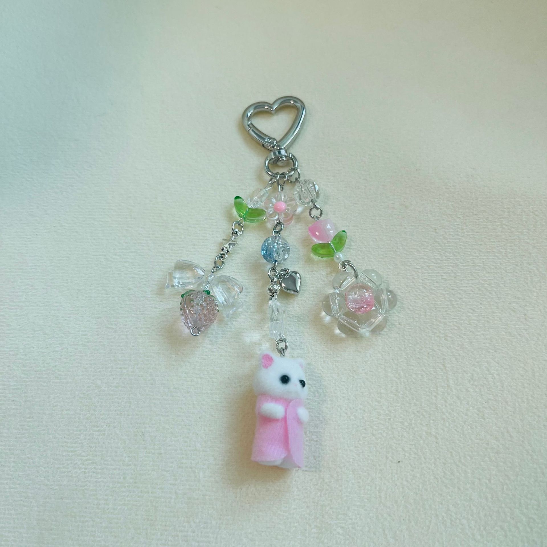 Flocking Material Cat Pattern 1 Piece Cute Cat Flocking Unisex Bag Pendant Keychain