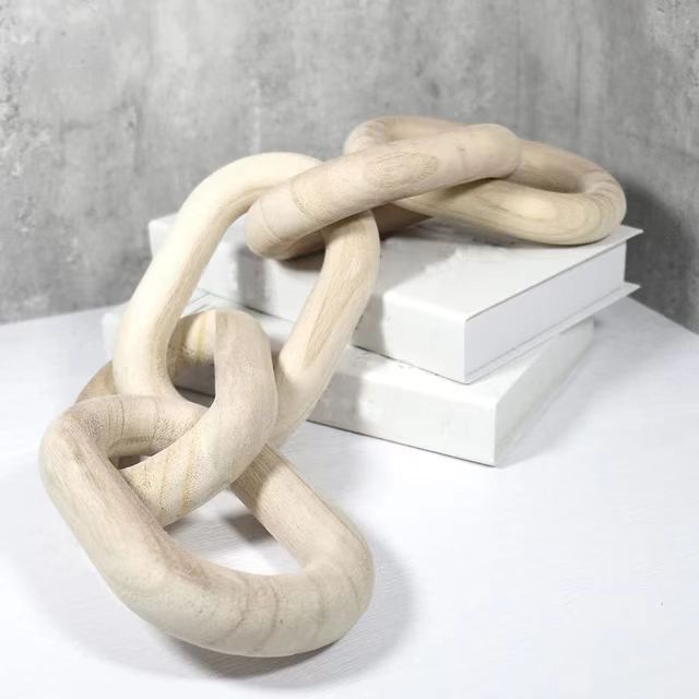 Cadena de madera de Paulownia para decoración del hogar, oficina, fiesta, estilo rústico, 5 cadenas, cadena de madera hecha a mano, envío directo