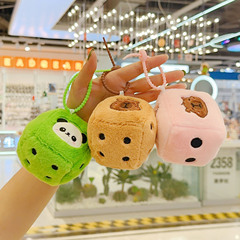 卡通熊貓水豚卡皮巴拉毛絨玩具掛件立體骰子玩偶兒童包包掛件批發