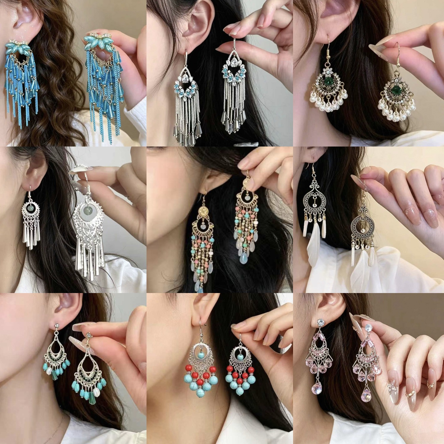 Design retro ethnic elegant fashionable earrings