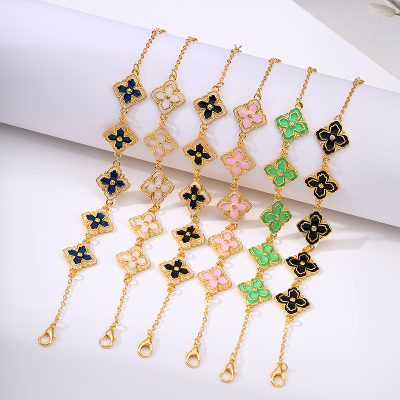 Europa y América de moda retro pulsera de cinco hojas mujeres joyas transfronterizas personalidades de diseño joyas de mano joyas de alta calidad