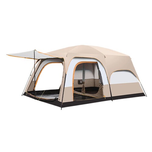 Outdoor camping large tent with two rooms and one living room, park camping supplies and equipment, portable folding sun protection, two rooms and one living room
