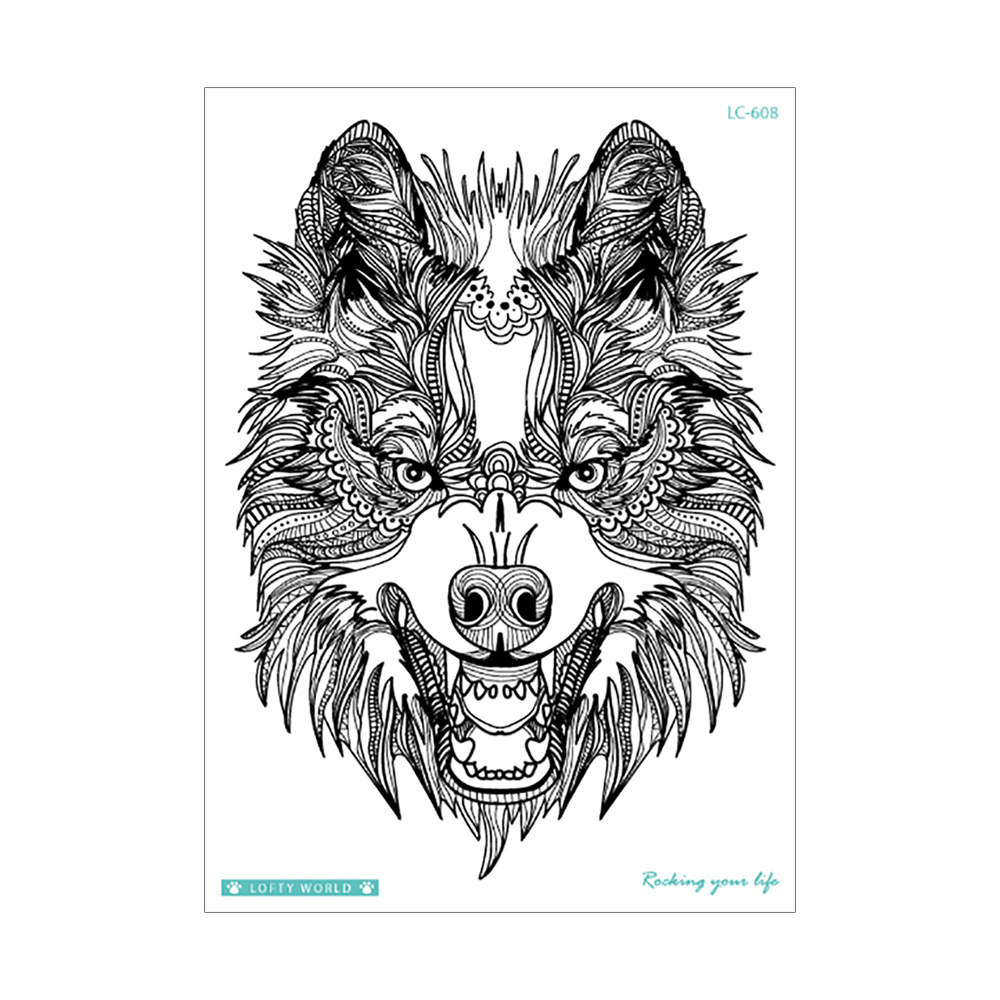 Nueva flor impermeable brazo tatuaje pegatinas personalidad original Lobo tatuaje pegatinas animal patrón tatuaje desechable al por mayor