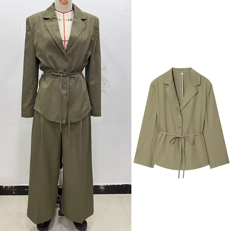 2025 Export Autum Popular European and American Ins Style Fashionable Elegant Simple Women's Belt Suit Jacket 2010721