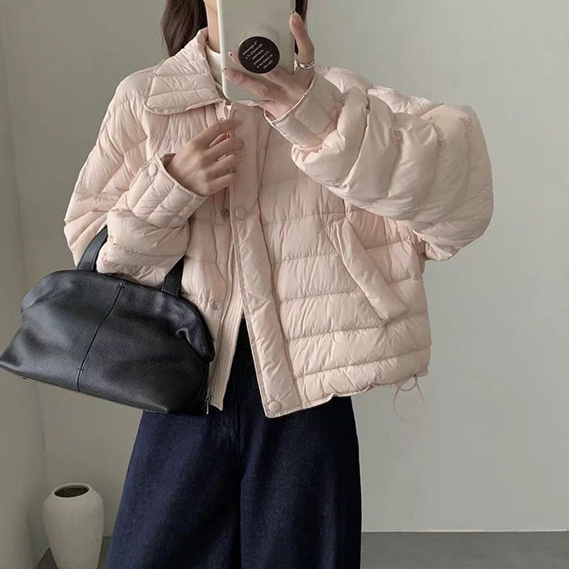 翻领90白鸭绒衬衫款羽绒服女2025冬季新款轻便保暖设计感休闲上衣|undefined