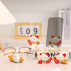 招财猫摆件创意手机支架树脂公仔新款办公室礼物教师节礼品小摆件