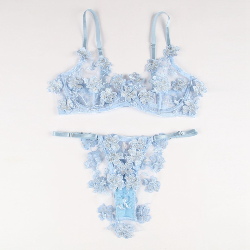 Flowered See through Lingerie Set