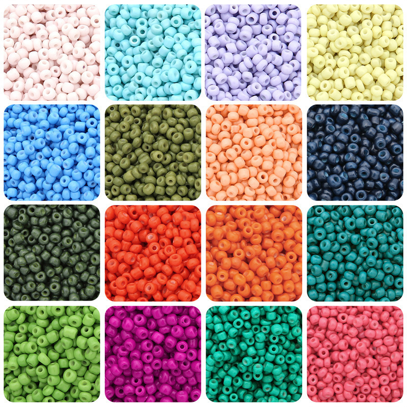 450g 2/3/4mm Glass Solid Color Paint Rice Beads Loose Bead Material Handmade DIY Friendship Bracelet Bracelet Beads