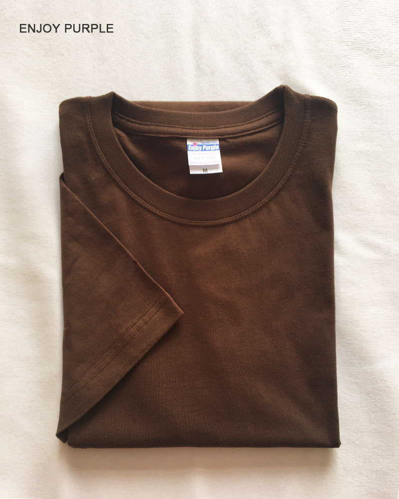 Verano refrescante de algodón puro color sólido cuello redondo manga corta Camiseta de moda pareja de hombres y mujeres 200g media manga blanca ins casual