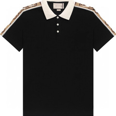 正しいバージョン 25SS 新しい GU Gujia 半袖ポロシャツ襟ウェビング反射ストリップカップル g 正しい男性と女性のモデル