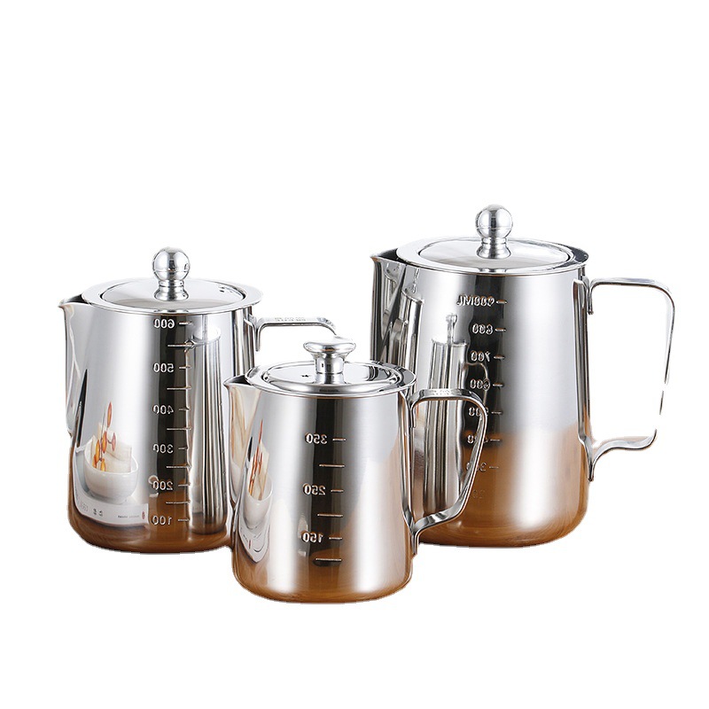 304 taza de leche de acero inoxidable taza de café taza de guirnalda con escala de viaje juego de té Filtro de acero inoxidable tetera