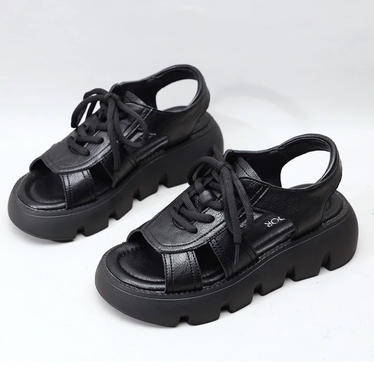 Женские сандалии, увеличивающие рост, лето 2025, новый стиль, на платформе, на толстой подошве, модные, легкие, универсальные, элитная пляжная обувь.