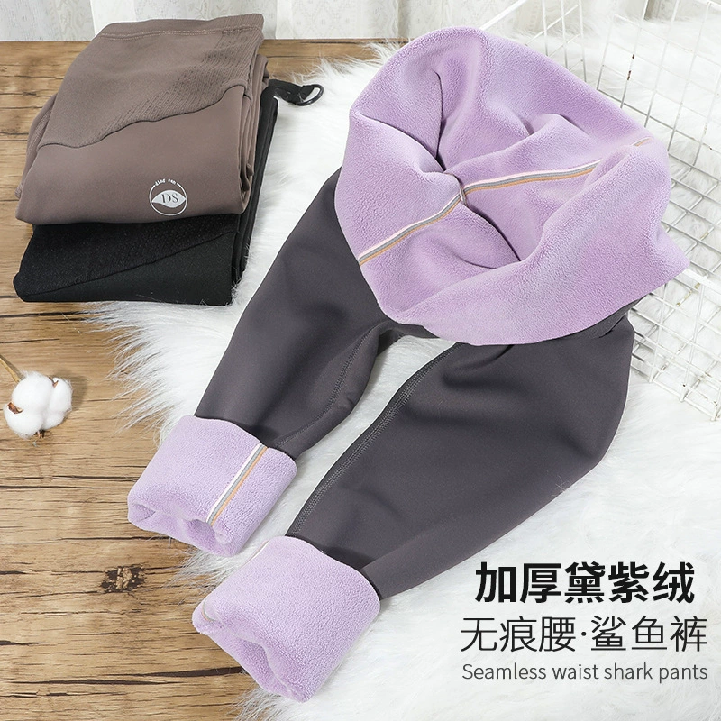 Материнства брюки зимние на флисовой подкладке утолщенные Модные теплые леггинсы кожи акулы