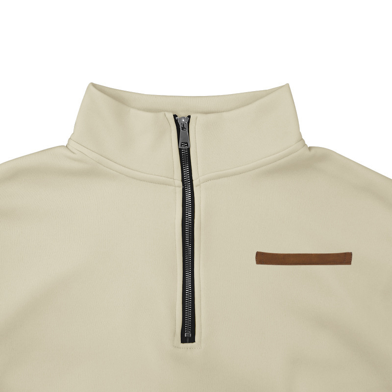 Men's Sweatshirt With Stand Collar And Half Zipper For Winter_voghion.com