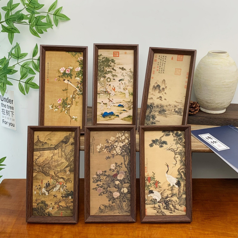 New Chinese Style Ancient Style Chinese Painting Landscape Painting Photo Frame Table Replica Art Desktop Ornaments Simple Hanging Painting