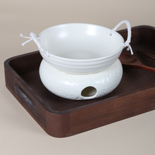 玖田烧陶瓷双耳盘子特色餐厅菜盘酒店餐具商用蜡烛恒温底座保温盘