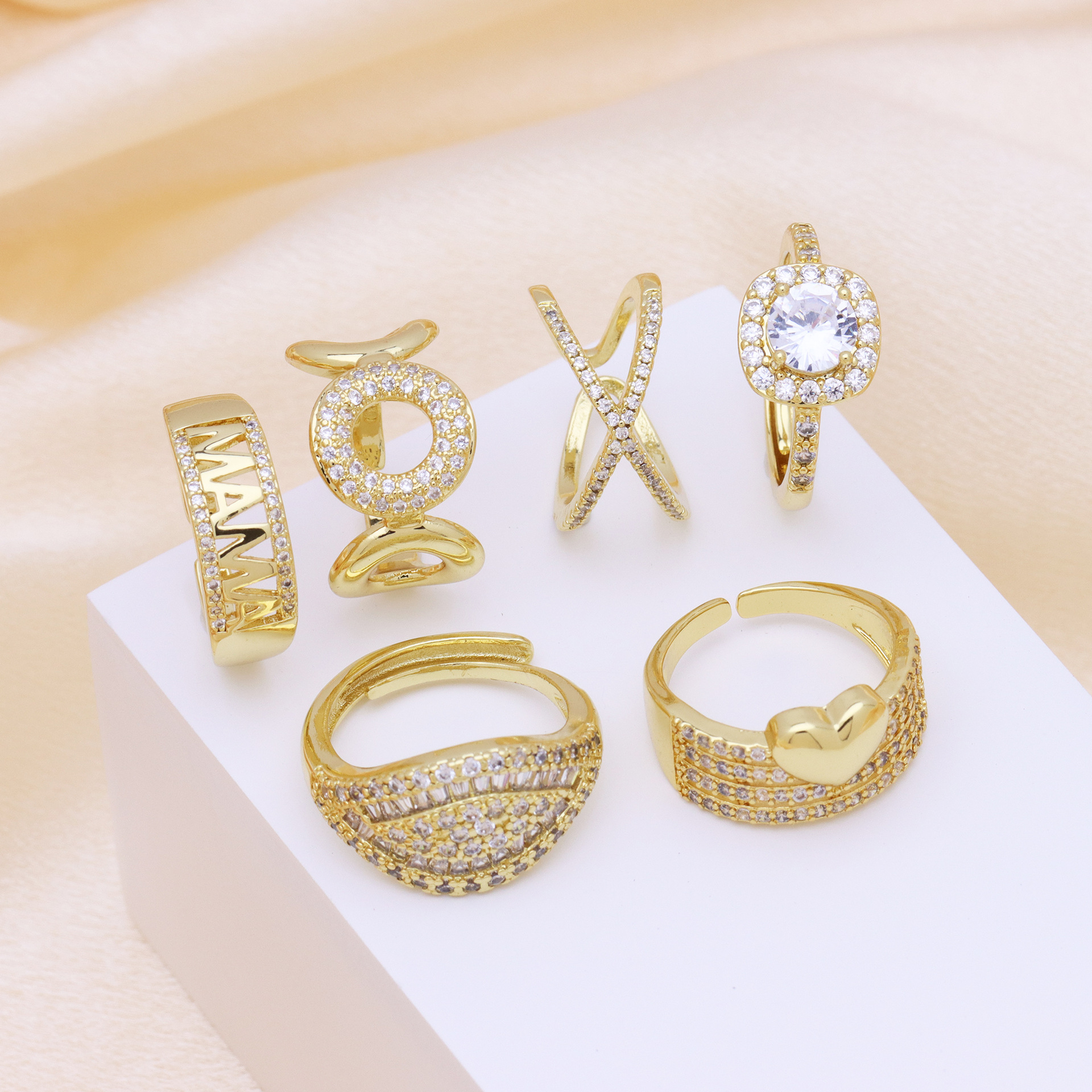 8g Weight Open Rings Classification Adjustable Ring Size 1 Piece Quantity Daily Occasion Copper Material Round, Letter, Heart Shape Pattern Women's Gender Elegant Style 1 Piece Elegant Round Letter Heart Shape Copper Open Rings 无
