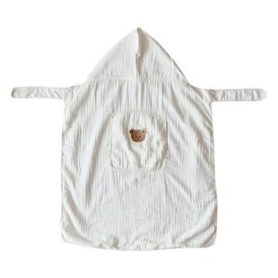 ins Korean Style Cotton Bear Baby Blanket Waist Stool Blanket Hooded Baby Breathable Gauze Cloak Sunscreen Cover Blanket