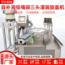 全自动三头转盘式吸嘴袋灌装机自补液豆浆饮料洗衣液自立袋罐装机