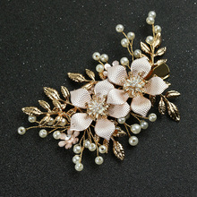 手工制作森系发夹女复古金色花朵侧边夹婚纱秀禾盘发头饰夹子批发