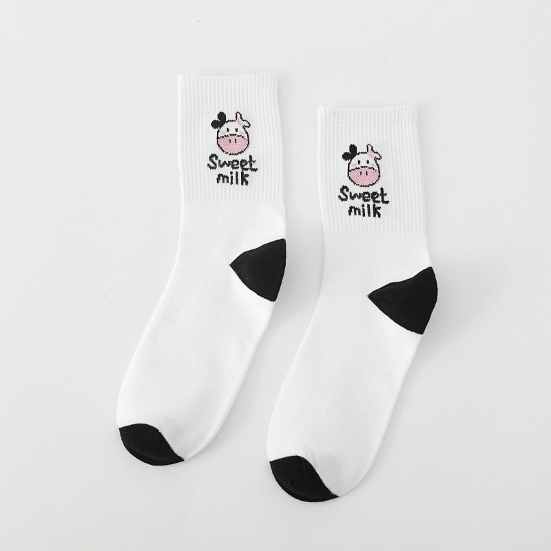 Calcetines Mujer Media Pantorrilla - Floral Rayas