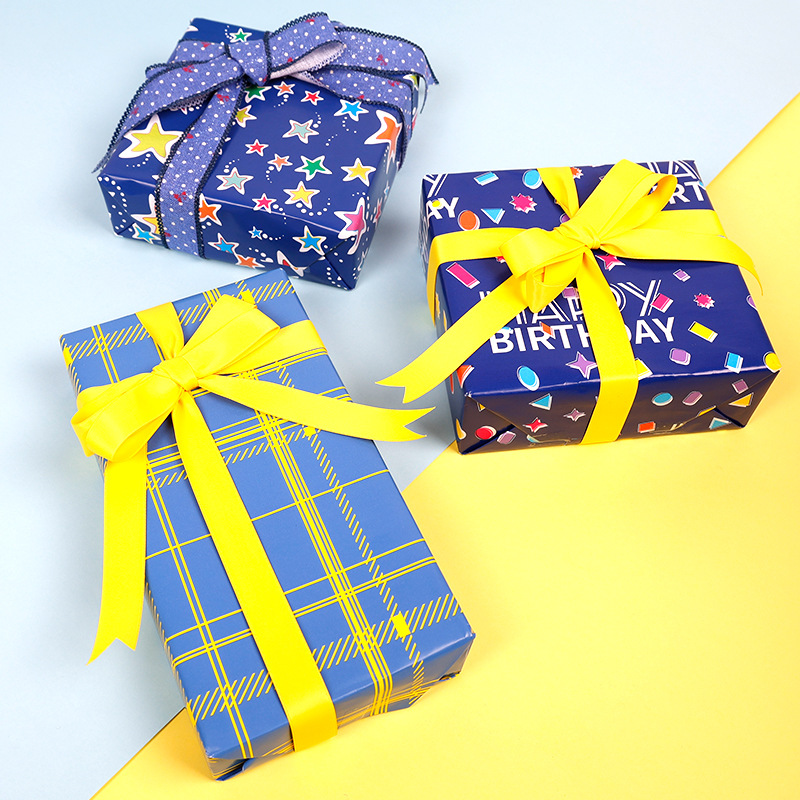 Transfronterizo para gran tamaño de alta sensación de fluorescencia de cumpleaños para hombres regalos de regalo de papel de embalaje al por mayor