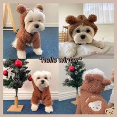 Insかわいいペットの熊の秋冬服の綿の服のテディの熊の犬の冬の保温のコートの猫の冬服